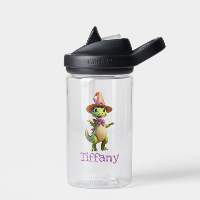 Niedlicher grüner Zauberer-Dinosaurier Trinkflasche (Links)