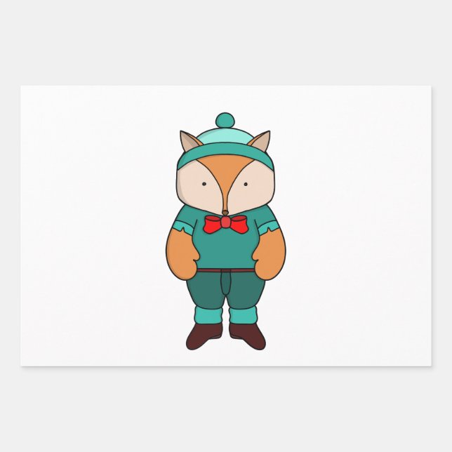 Niedlicher Grünfuchs Geschenkpapier Set (Vorderseite)