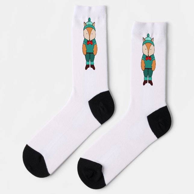 Niedlicher Grünfuchs Socken (Linkes Detail)