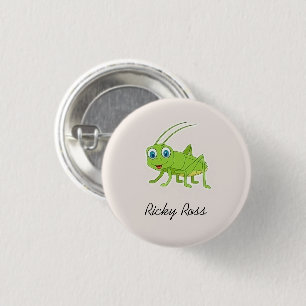 Niedlicher Grüngrasshopper lila Button