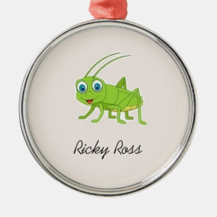 Niedlicher Grüngrasshopper lila Ornament Aus Metall