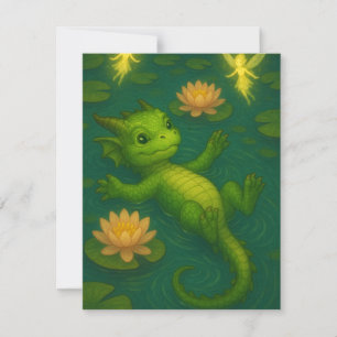 Niedlicher Grünwalddrachen Mitteilungskarte