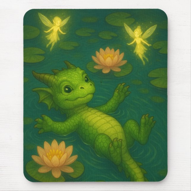 Niedlicher Grünwalddrachen Mousepad (Vorne)