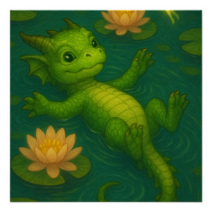 Niedlicher Grünwalddrachen Poster