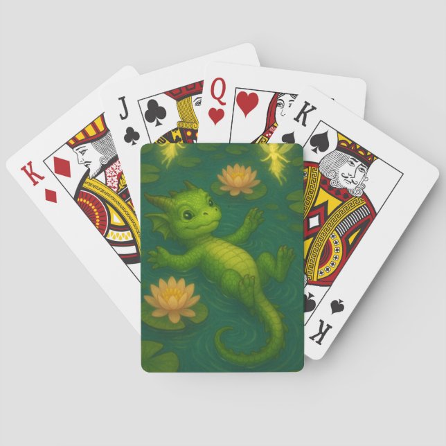 Niedlicher Grünwalddrachen Spielkarten (Rückseite)