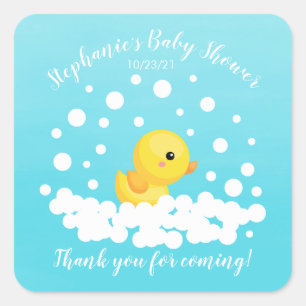 Niedlicher Gummi Duck Babydusche Quadratischer Aufkleber