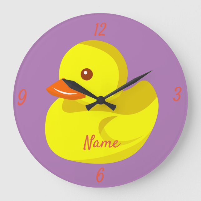 Niedlicher Gummi Ente Thunder_Cove Große Wanduhr (Vorderseite)