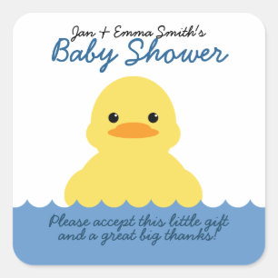 niedlicher Gummidicky BABY SHOWER Gastgeschenk Quadratischer Aufkleber