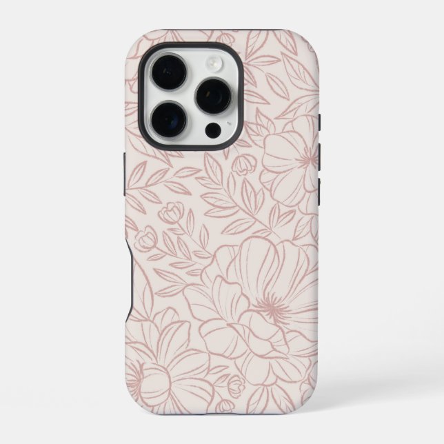 Niedlicher, gürtelpastellfarbener Blumenkoffer iPhone 16 Pro Hülle (Rückseite)