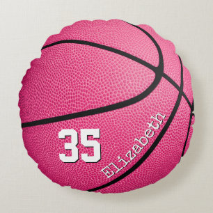 niedlicher, gürtelrosa personalisierter Basketball Rundes Kissen