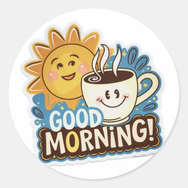 Niedlicher Guten Morgen-Kaffee Runder Aufkleber (Vorderseite)