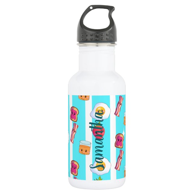 Niedlicher guter Morgen köstliches Frühstück Edelstahlflasche (Vorderseite)