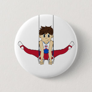 Niedlicher Gymnast auf Ring-Abzeichen Button