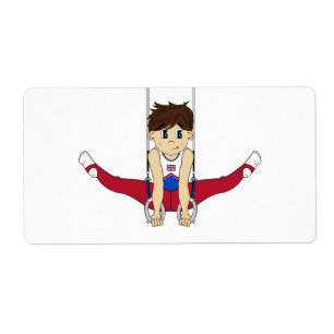 Niedlicher Gymnast auf Ring-Aufkleber-Aufkleber