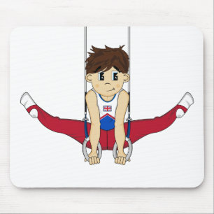 Niedlicher Gymnast auf Ringen Mousepad