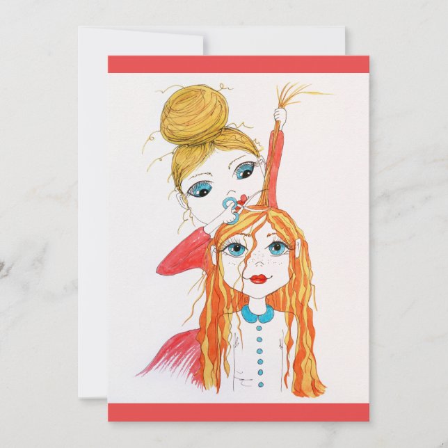 Niedlicher Haarschnitt, Illustration Whimsical Art Karte (Vorderseite)