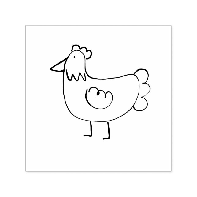 Niedlicher Hähnchenhühner Cartoon Zeichnend Handwe Permastempel (Design)