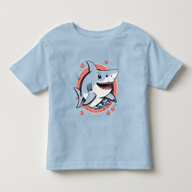 Niedlicher Hai, der im T - Shirt des Ozeans spring (Vorderseite)