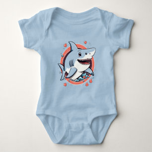 Niedlicher Hai, der im T - Shirt des Ozeans spring
