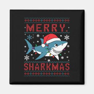 Niedlicher Hai mit Weihnachtshut frohe Weihnachten Magnet