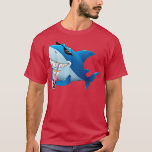 Niedlicher Hai trinken Blase Boba Tea Boy Männer T-Shirt