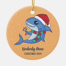 Niedlicher Hai Weihnachtsschnee Winterurlaub Keramik Ornament