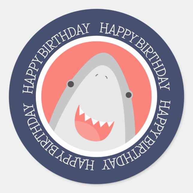 Niedlicher Hai zum Geburtstag Runder Aufkleber (Vorderseite)
