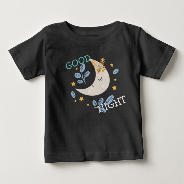 Niedlicher Halbmond Gute Nacht Baby T-shirt (Vorderseite)