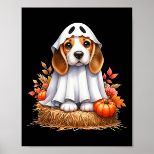 Niedlicher Halloween Beagle Hund als Ghost Hunde B Poster