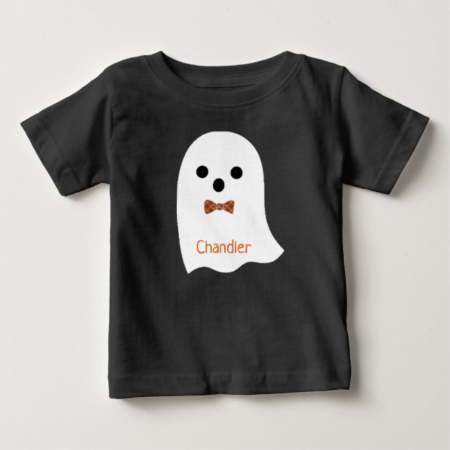 Niedlicher Halloween Boy Ghost Kariert Bow Kids Na Baby T-shirt (Vorderseite)