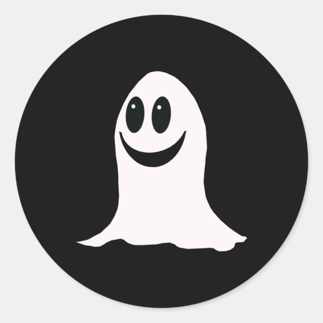 Niedlicher Halloween Cartoon Ghost Runder Aufkleber (Vorderseite)
