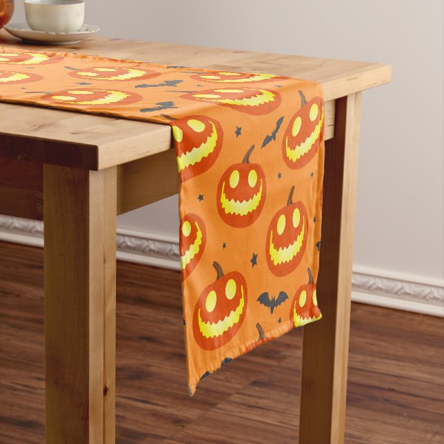 Niedlicher Halloween Cartoon Pumpkin Kurzer Tischläufer (Beispiel)