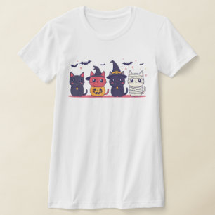 Niedlicher Halloween Cats T - Shirt - Kawaii Hexe,
