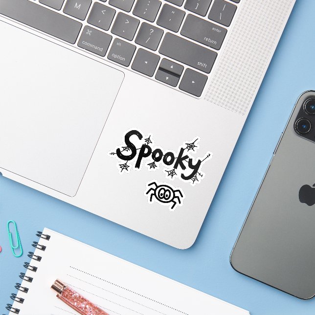 Niedlicher Halloween-Doodle-Aufkleber Aufkleber (Laptop mit iPhone)