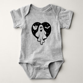 Niedlicher Halloween-Geist mit Herz und Gesicht Baby Strampler