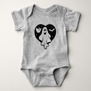 Niedlicher Halloween-Geist mit Herz und Gesicht Baby Strampler