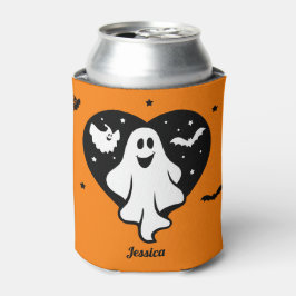 Niedlicher Halloween-Geist mit Herz und Gesicht Dosenkühler