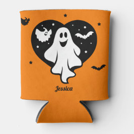 Niedlicher Halloween-Geist mit Herz und Gesicht Dosenkühler