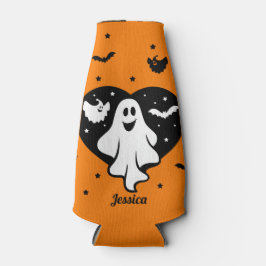 Niedlicher Halloween-Geist mit Herz und Gesicht Flaschenkühler