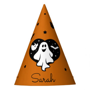 Niedlicher Halloween-Geist mit Herz und Gesicht Partyhütchen