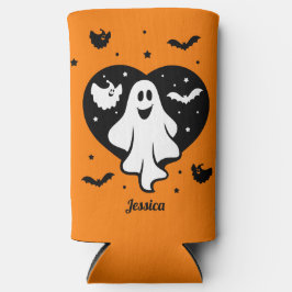Niedlicher Halloween-Geist mit Herz und Gesicht Selters Dosenkühler