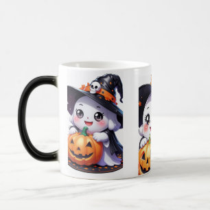 Niedlicher Halloween-Geist mit Pumpkin Verwandlungstasse
