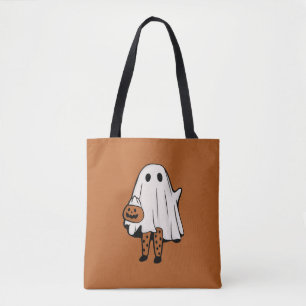 Niedlicher Halloween-Geist mit Strümpfen Halloween Tasche