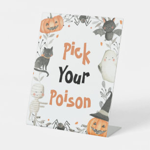 Niedlicher Halloween-Geist Pick Deine Giftgetränke Sockelschild