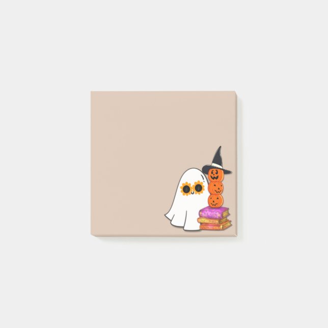 Niedlicher Halloween-Geist - Sonnenbrille, Pumpkin Post-it Klebezettel (Vorderseite)