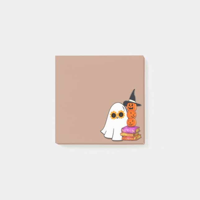 Niedlicher Halloween-Geist - Sonnenbrille, Pumpkin Post-it Klebezettel (Vorderseite)