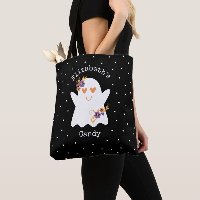 Niedlicher Halloween-Geistertrick oder Treat Candy Tasche (Von Nahem)