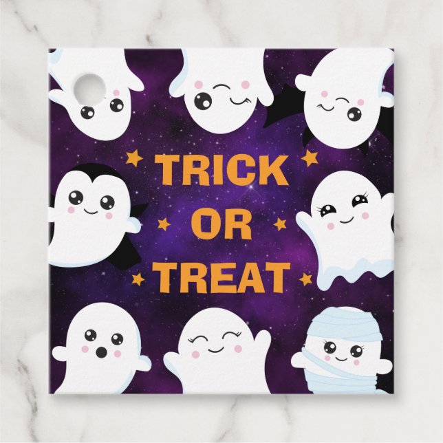 Niedlicher Halloween-Geistertrick oder -Treat Geschenkanhänger (Vorderseite)