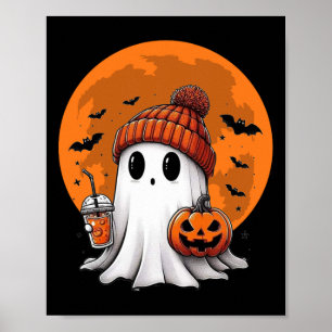 Niedlicher Halloween Ghost Drink Kaffee Niedlich G Poster