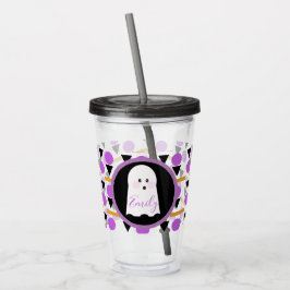 Niedlicher Halloween Ghost Mit Monogramm Name Acryltrinkbecher